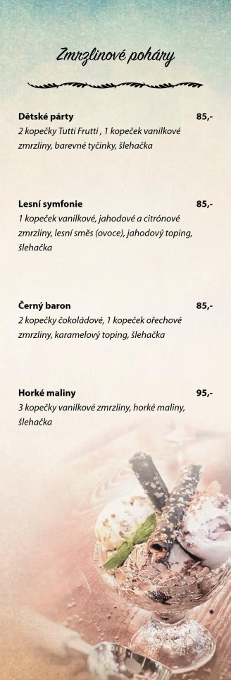 Modré Dveře - nápojový lístek